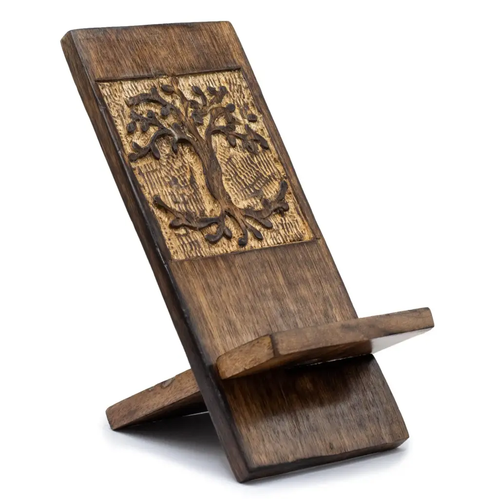 Wooden Carved Phone Stand – Tree of Life | www.artisangoods.co.uk Wooden Carved Phone Stand – Tree of Life | www.artisangoods.co.uk