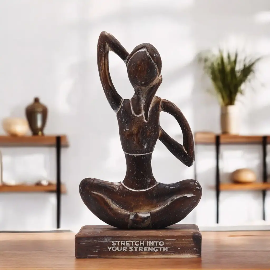 Wooden Yoga Lady – Antique – Cow Face Pose – “Stretch into Your Strength” | www.artisangoods.co.uk 2
