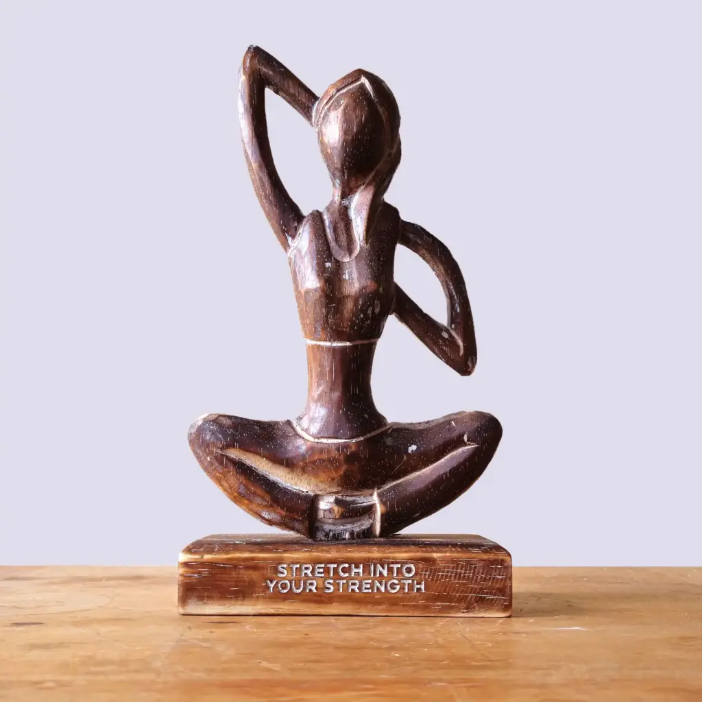 Wooden Yoga Lady – Antique – Cow Face Pose – “Stretch into Your Strength” | www.artisangoods.co.uk 3