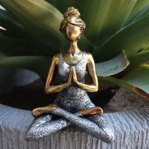 Yoga Lady Figure –  Bronze & Silver 24cm | www.artisangoods.co.uk 5
