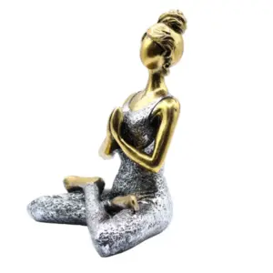 Yoga Lady Figure –  Bronze & Silver 24cm | www.artisangoods.co.uk 2