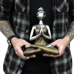 Yoga Lady Figure –  Bronze & Turqoise 24cm | www.artisangoods.co.uk 4