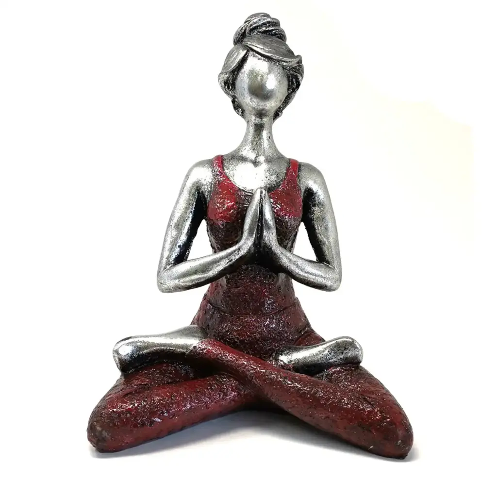 Yoga Lady Figure –  Silver & Bordeaux 24cm | www.artisangoods.co.uk