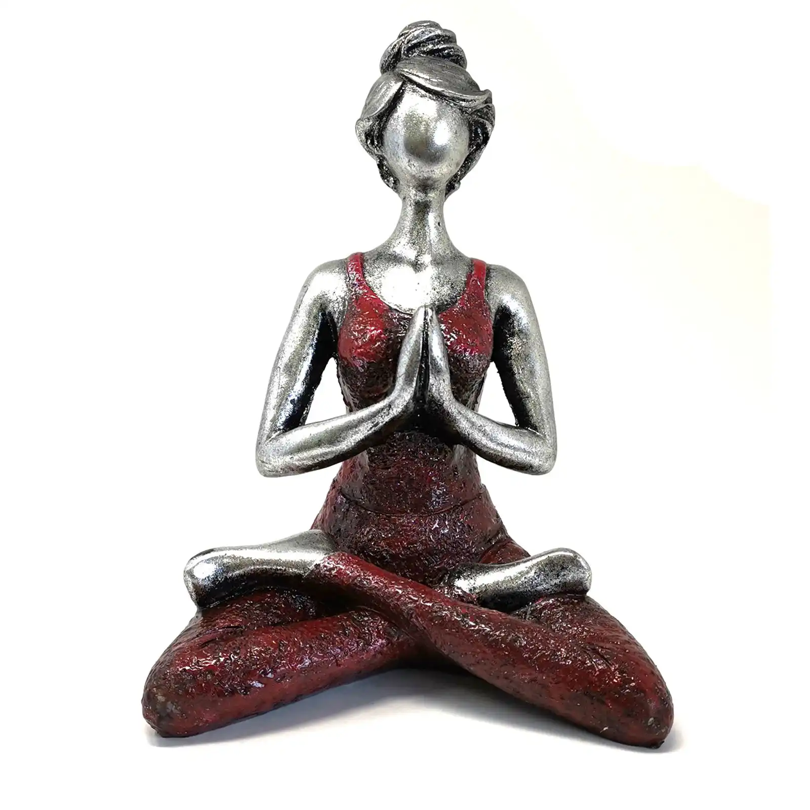 Yoga Lady Figure – Silver & Bordeaux 24cm | www.artisangoods.co.uk 2 Yoga Lady Figure – Silver & Bordeaux 24cm | www.artisangoods.co.uk 1