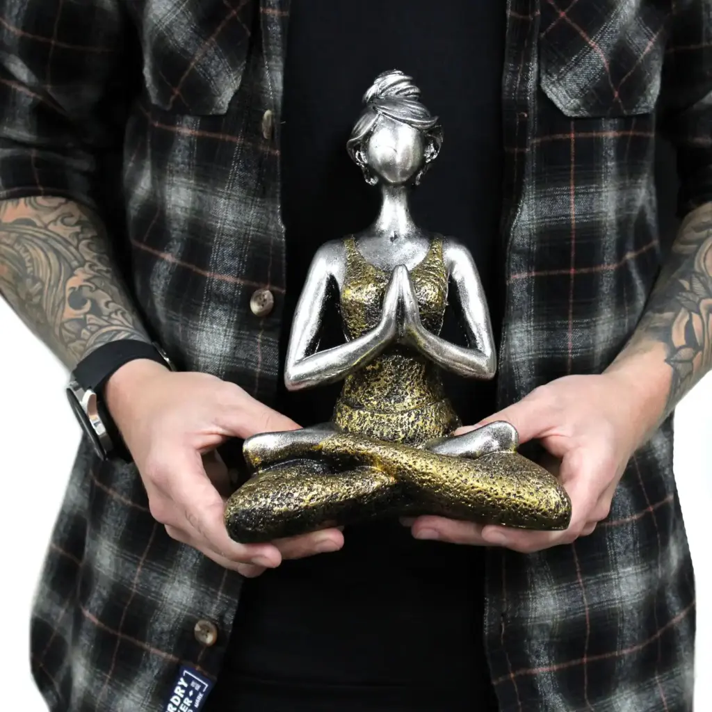 Yoga Lady Figure – Silver & Gold 24cm | www.artisangoods.co.uk 5 Yoga Lady Figure – Silver & Gold 24cm | www.artisangoods.co.uk 5