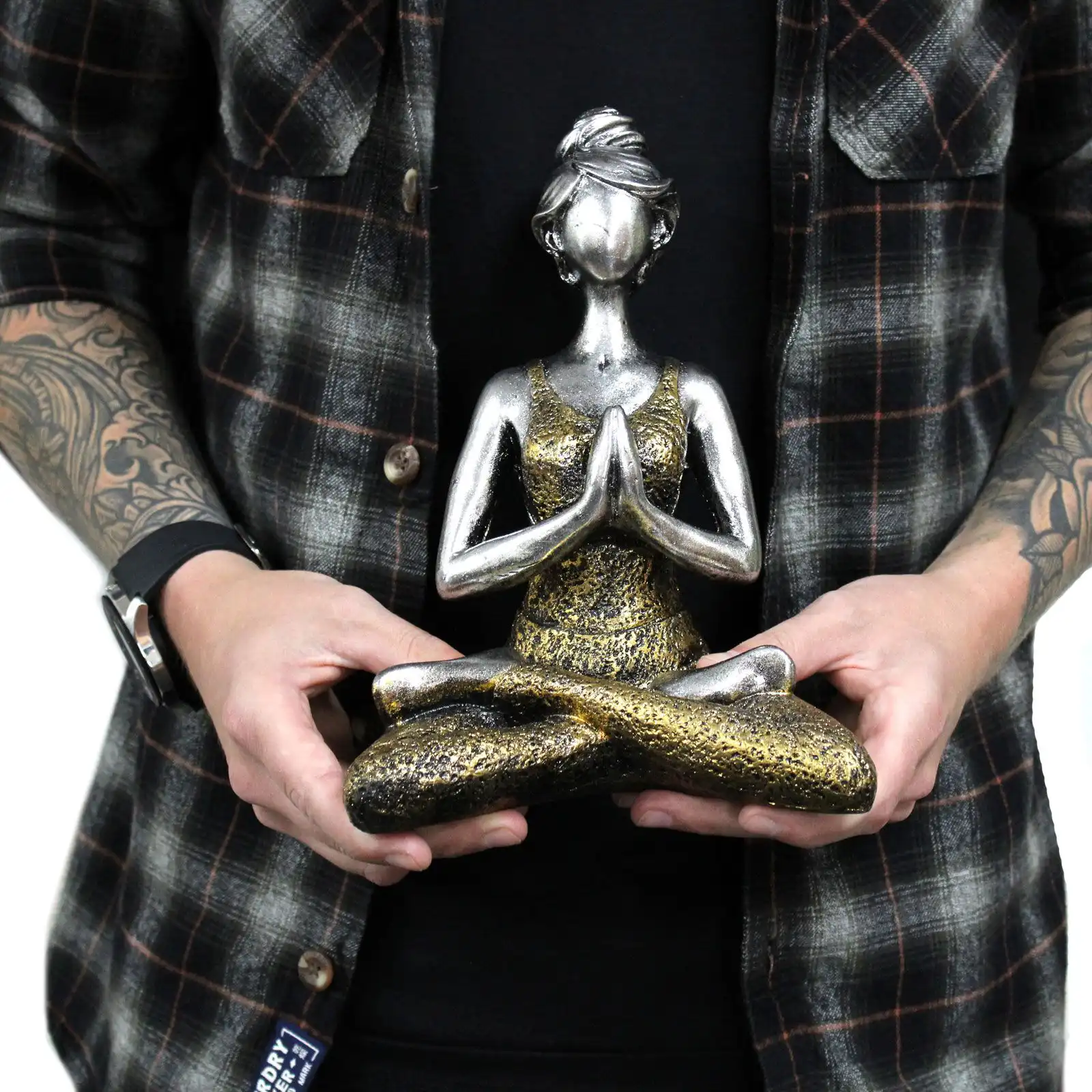Yoga Lady Figure – Silver & Gold 24cm | www.artisangoods.co.uk 6 Yoga Lady Figure – Silver & Gold 24cm | www.artisangoods.co.uk 5