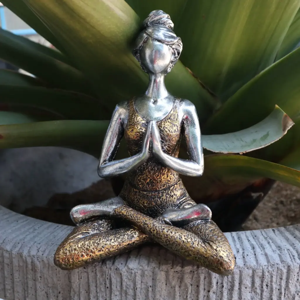 Yoga Lady Figure – Silver & Gold 24cm | www.artisangoods.co.uk 3 Yoga Lady Figure – Silver & Gold 24cm | www.artisangoods.co.uk 3