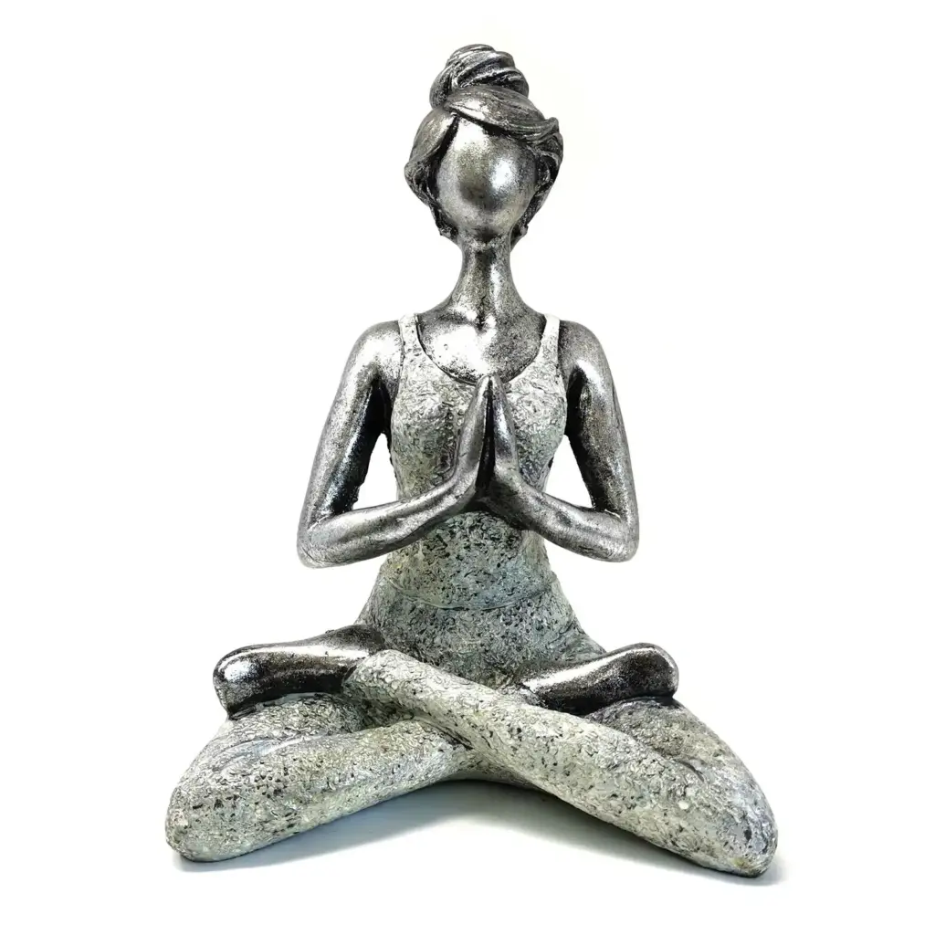 Yoga Lady Figure –  Silver & White 24cm | www.artisangoods.co.uk