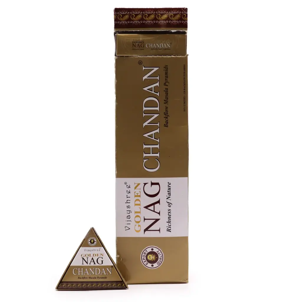 42g Jumbo Golden Nag – Chandan Backflow Incense Cones | www.artisangoods.co.uk