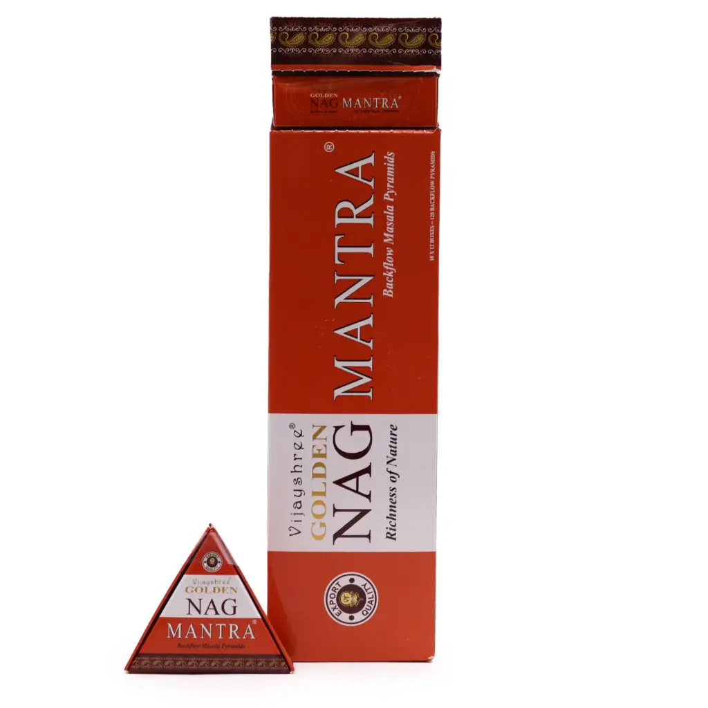 42g Jumbo Golden Nag – Mantra Backflow Incense Cones | www.artisangoods.co.uk