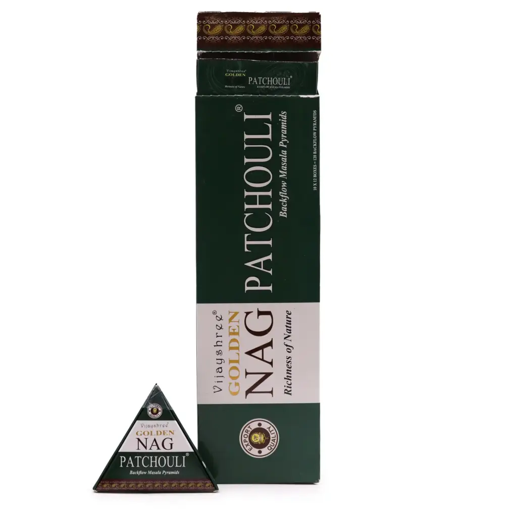 42g Jumbo Golden Nag – Patchouli Backflow Incense Cones | www.artisangoods.co.uk