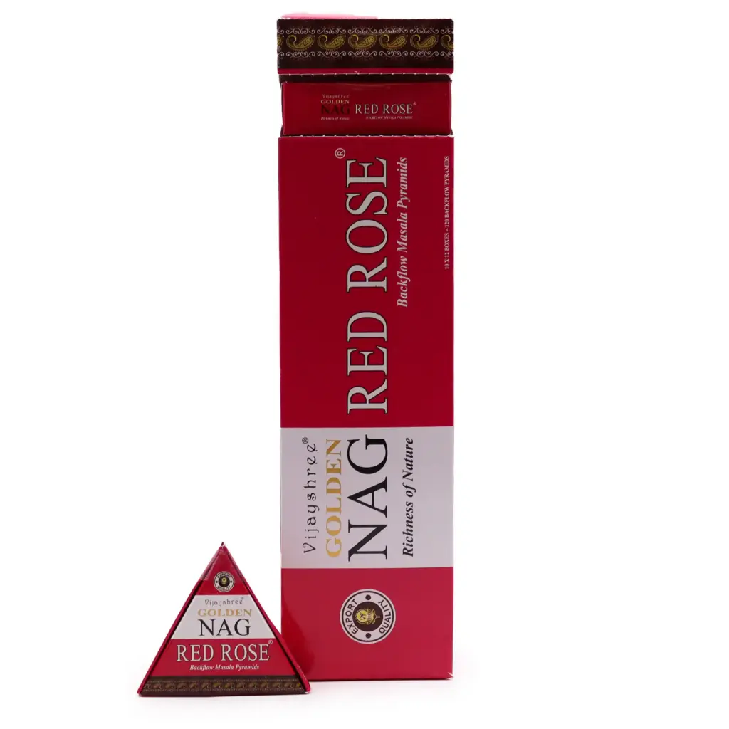 42g Jumbo Golden Nag – Red Rose Backflow Incense Cones | www.artisangoods.co.uk