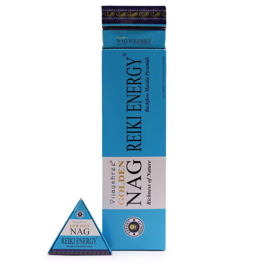 42g Jumbo Golden Nag – Reiki Energy Backflow Incense Cones | www.artisangoods.co.uk