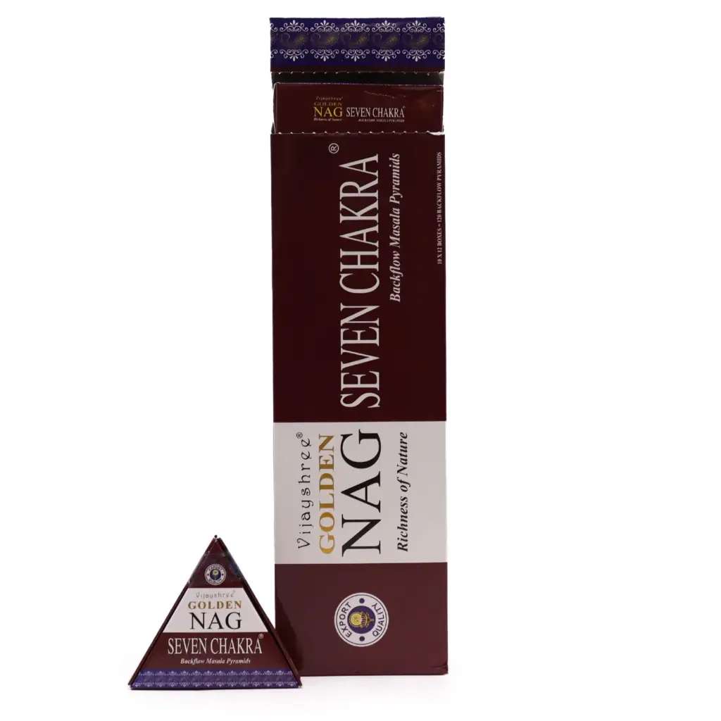 42g Jumbo Golden Nag – Seven Chakra Backflow Incense Cones | www.artisangoods.co.uk