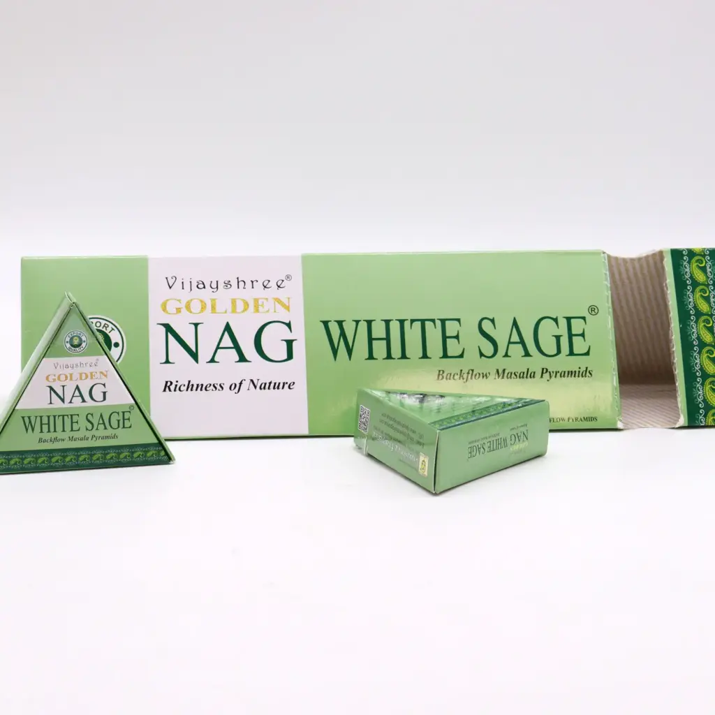 42g Jumbo Golden Nag – White Sage Backflow Incense Cones | www.artisangoods.co.uk 3