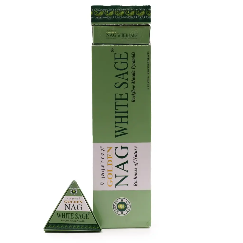 42g Jumbo Golden Nag – White Sage Backflow Incense Cones | www.artisangoods.co.uk