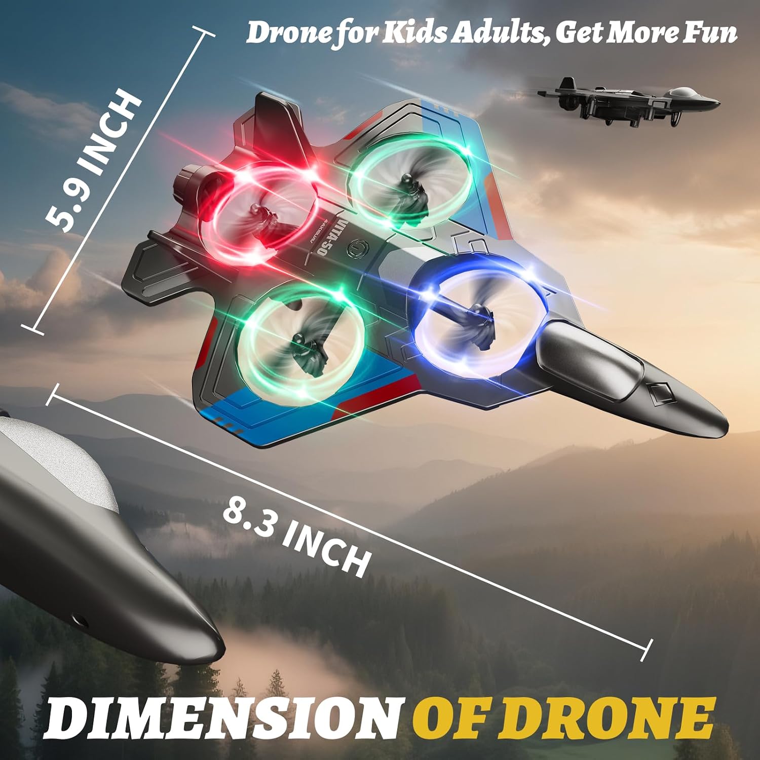 4DRC V50 Remote Control Airplane for Kids and Adults - 2 Batteries