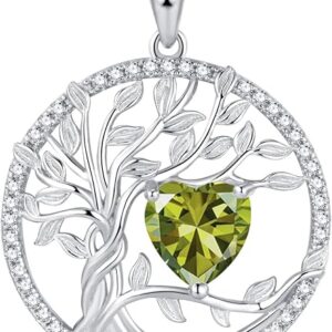 925 Sterling Silver Tree of Life Birthstone Necklace