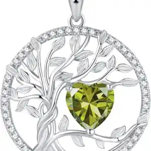 925 Sterling Silver Tree of Life Birthstone Necklace