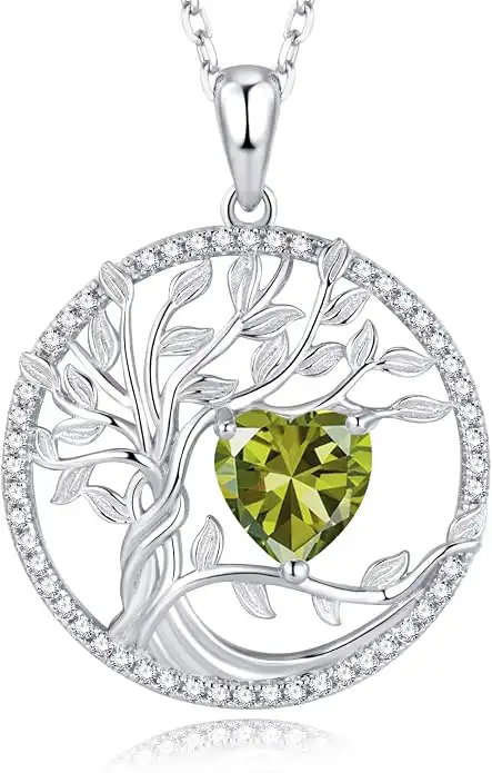 925 Sterling Silver Tree of Life Birthstone Necklace