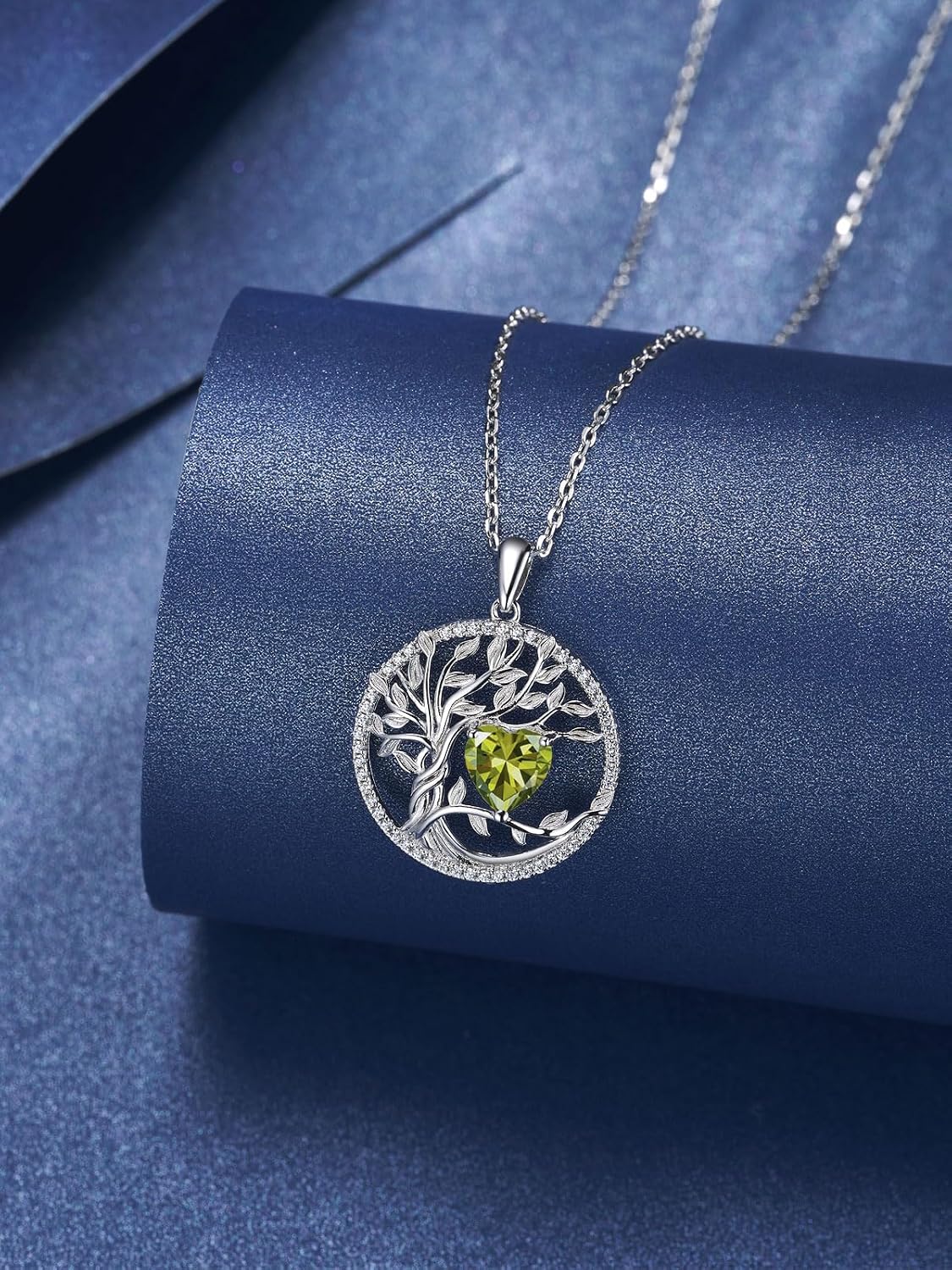 925 Sterling Silver Tree of Life Birthstone Necklace