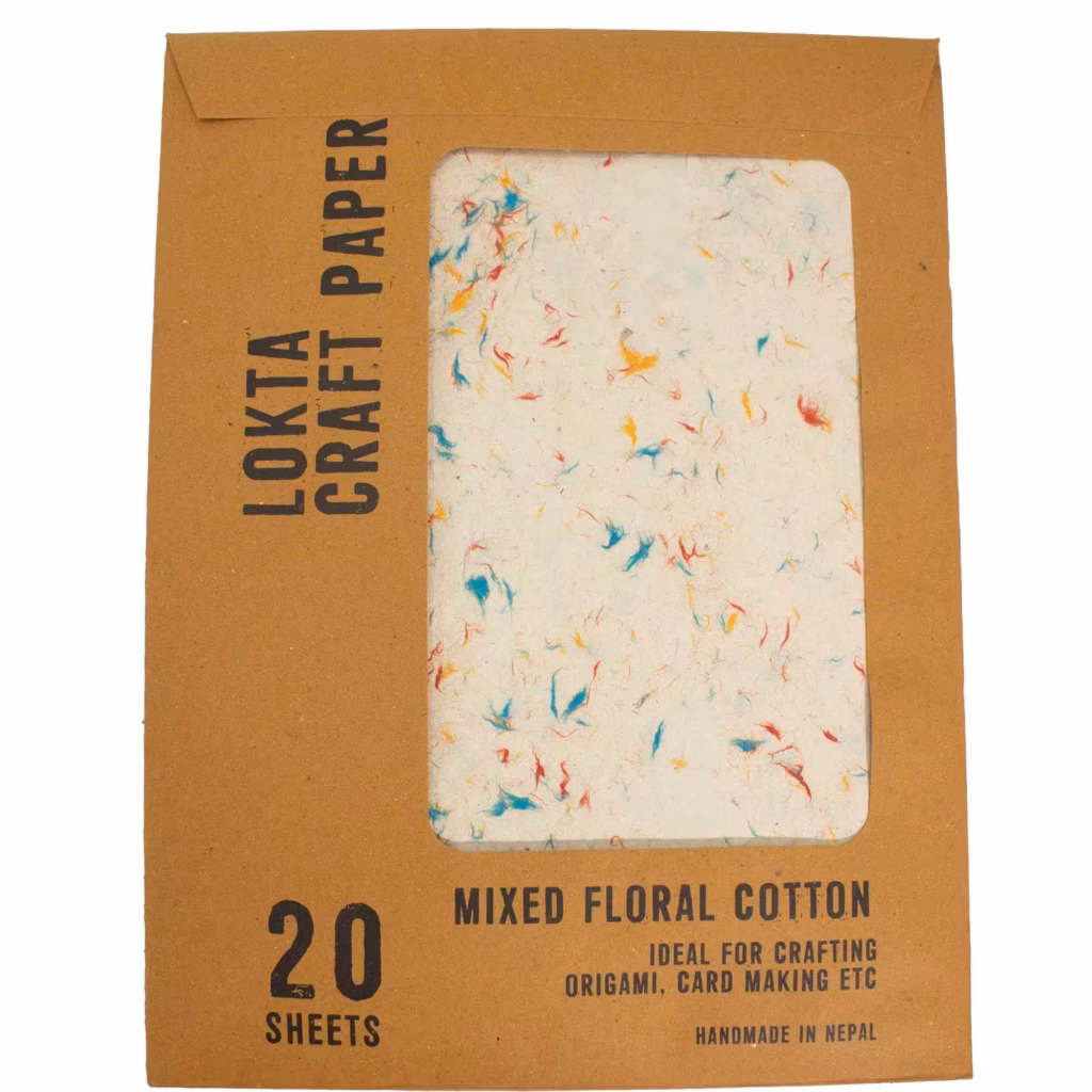 A4 – Lokta Craft Paper (20 sheet pack) – Mixed Floral Cotton | www.artisangoods.co.uk 2