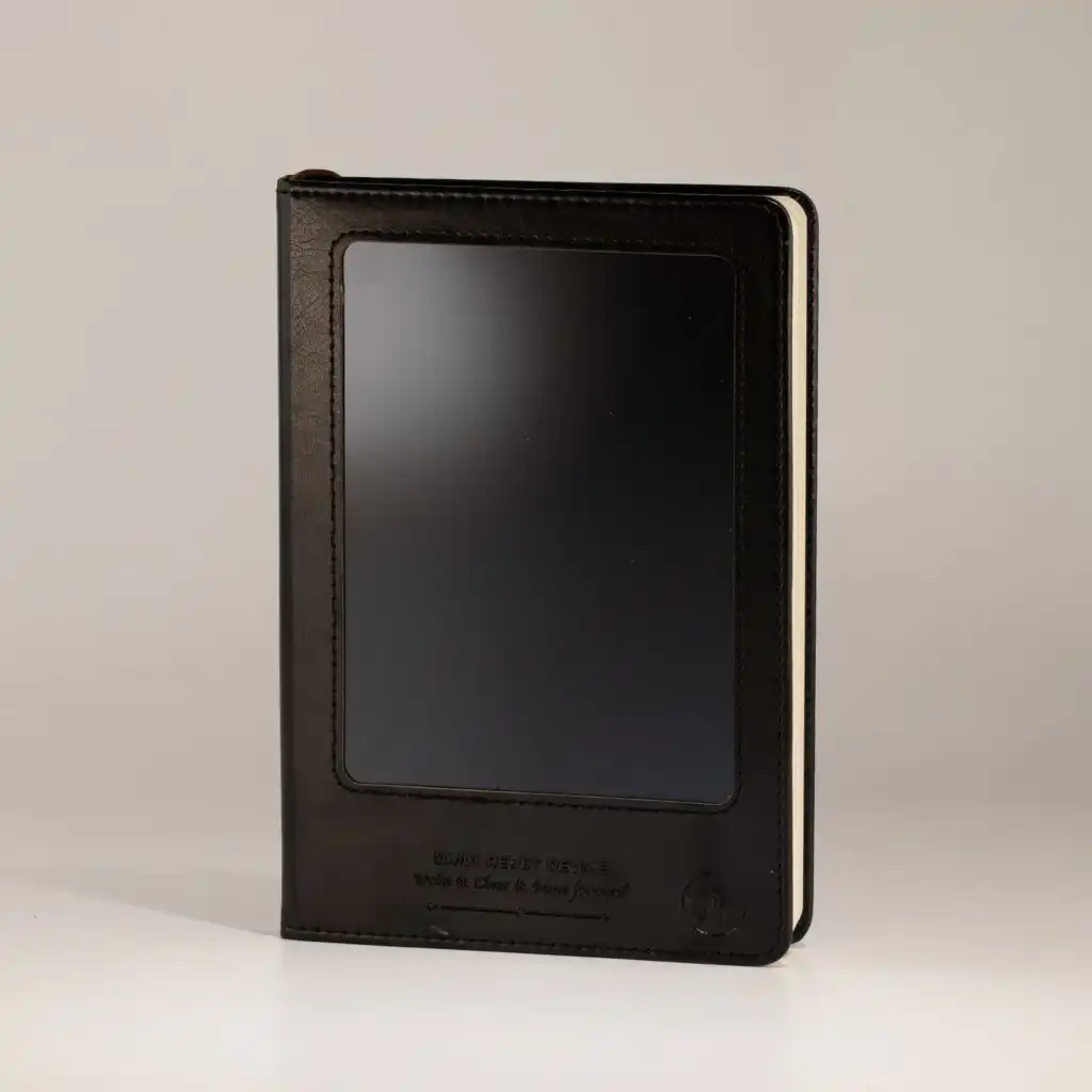 A5 Intention Note Book - LCD Wipe Screen - Black Leather Effect - 160 Pages