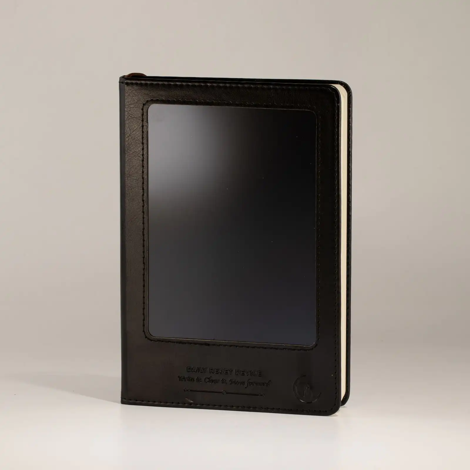 A5 Intention Note Book - LCD Wipe Screen - Black Leather Effect - 160 Pages