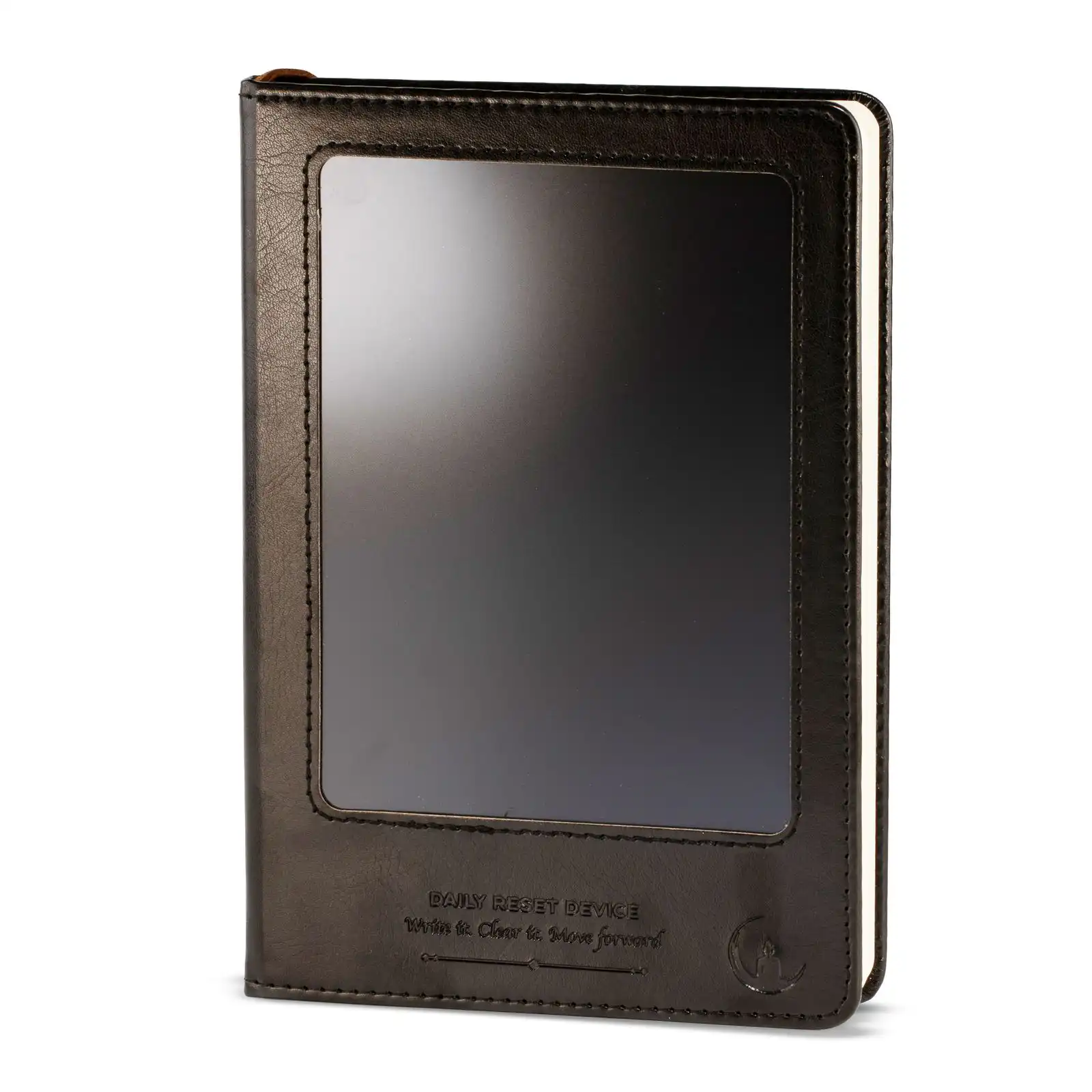 A5 Intention Note Book - LCD Wipe Screen - Black Leather Effect - 160 Pages