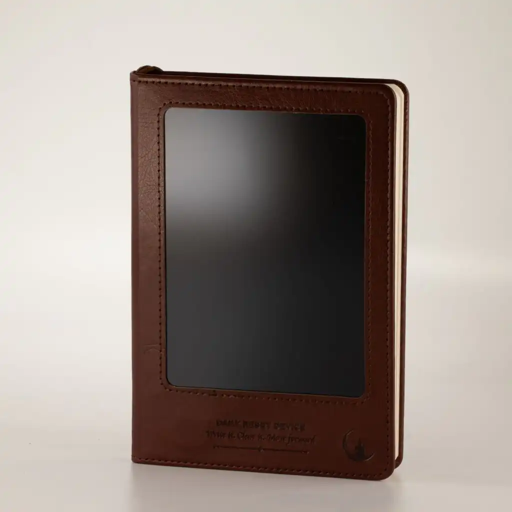 A5 Intention Note Book - LCD Wipe Screen - Brown Leather Effect - 160 Pages