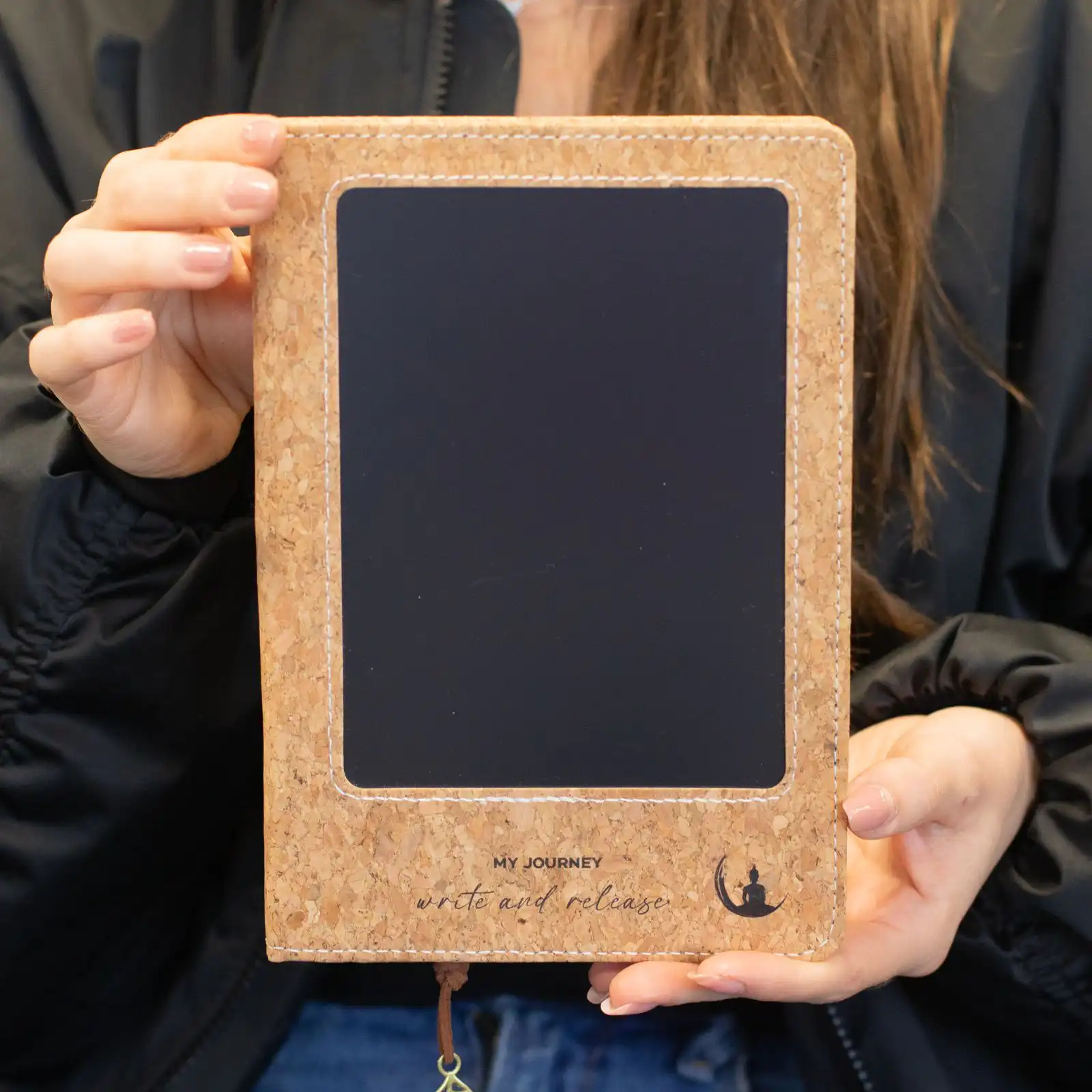 A5 Intention Note Book - LCD Wipe Screen - Cork Leather Effect - 160 Pages