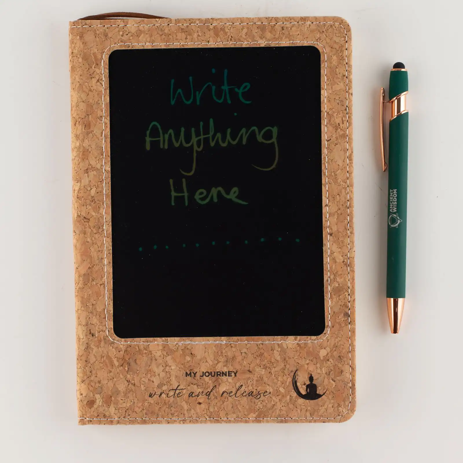 A5 Intention Note Book - LCD Wipe Screen - Cork Leather Effect - 160 Pages