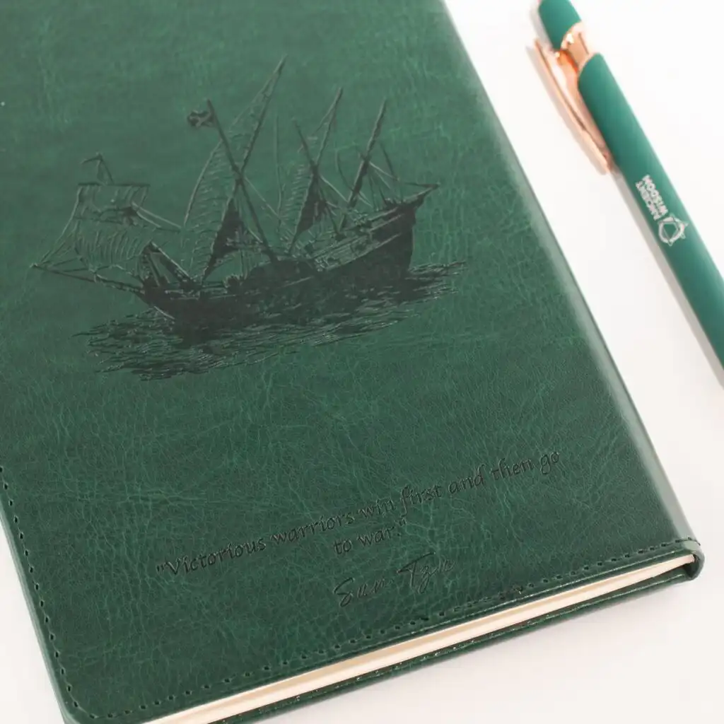 A5 Intention Note Book - LCD Wipe Screen - Green Leather Effect - 160 Pages