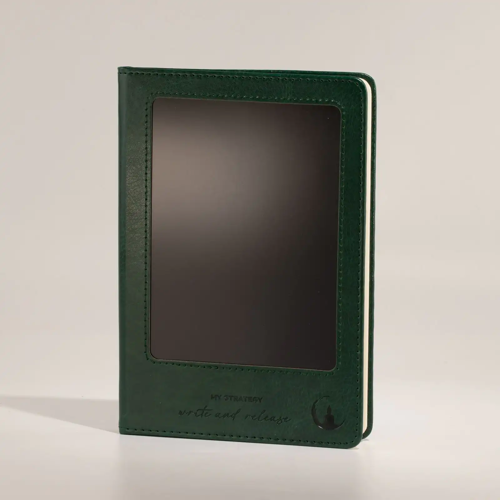 A5 Intention Note Book - LCD Wipe Screen - Green Leather Effect - 160 Pages