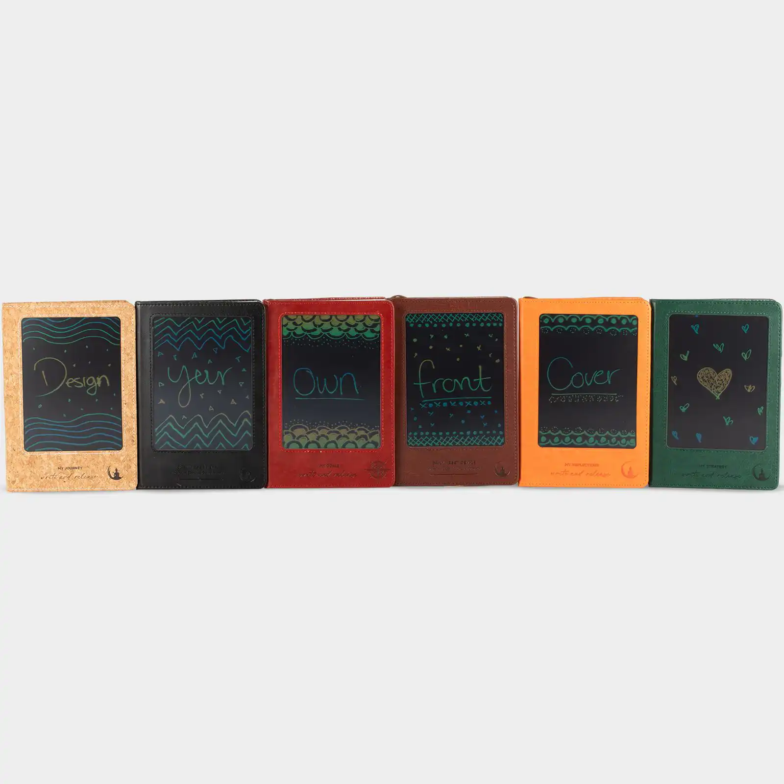 A5 Intention Note Book - LCD Wipe Screen - Orange Leather Effect - 160 Pages