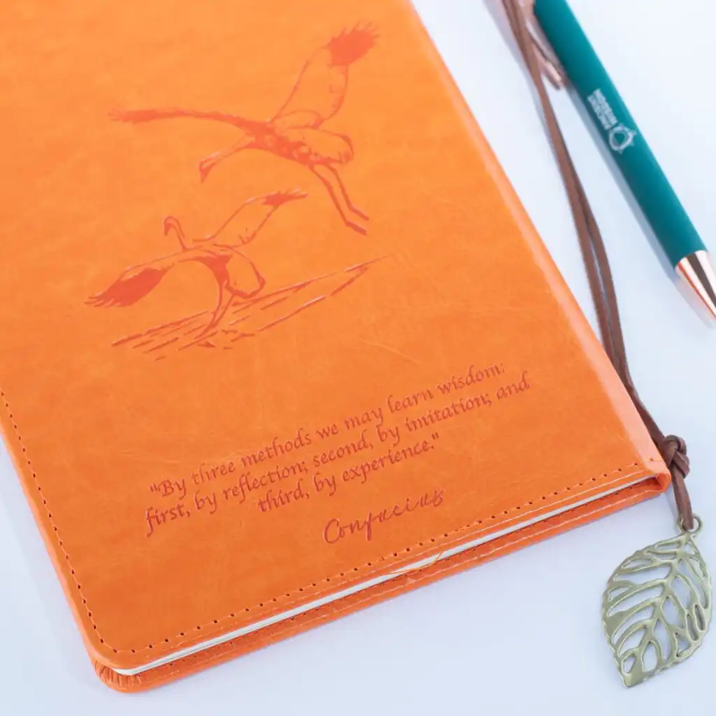 A5 Intention Note Book - LCD Wipe Screen - Orange Leather Effect - 160 Pages