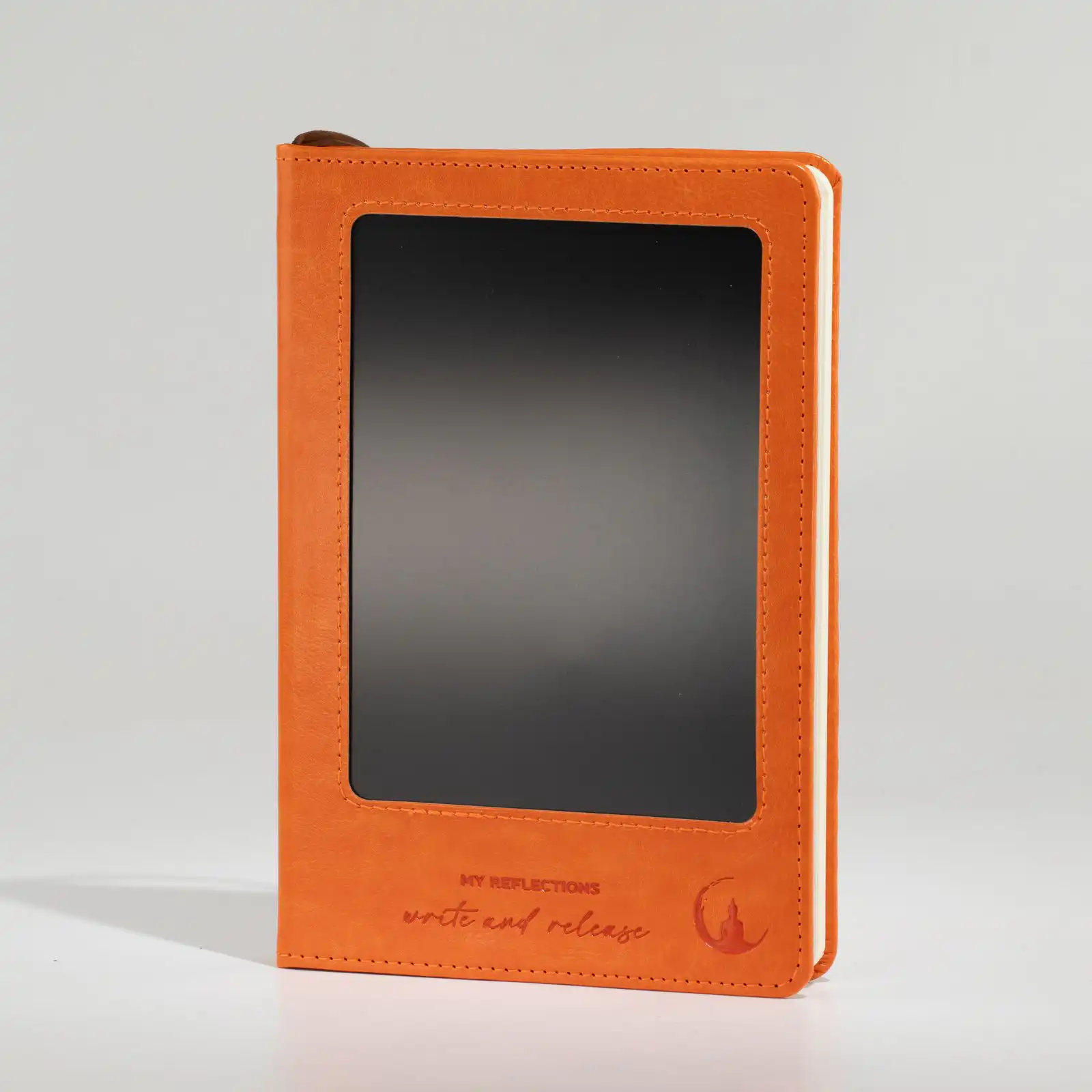 A5 Intention Note Book - LCD Wipe Screen - Orange Leather Effect - 160 Pages