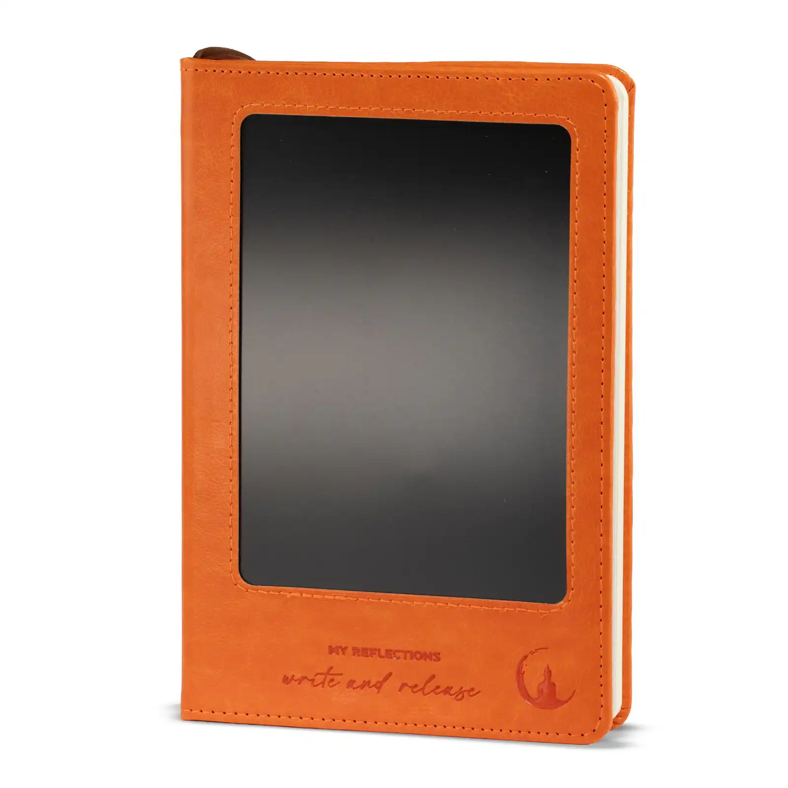 A5 Intention Note Book - LCD Wipe Screen - Orange Leather Effect - 160 Pages