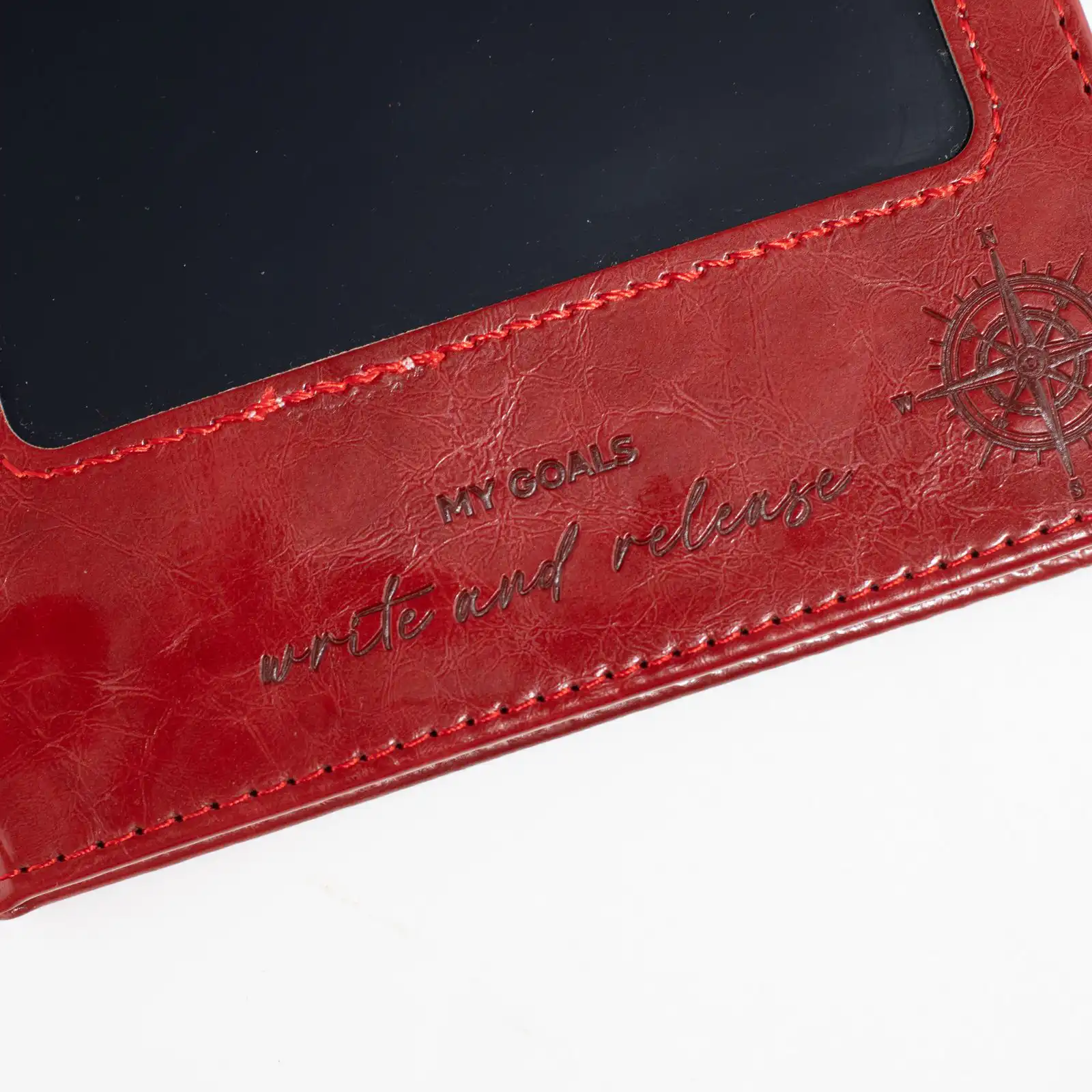 A5 Intention Note Book - LCD Wipe Screen - Red Leather Effect - 160 Pages