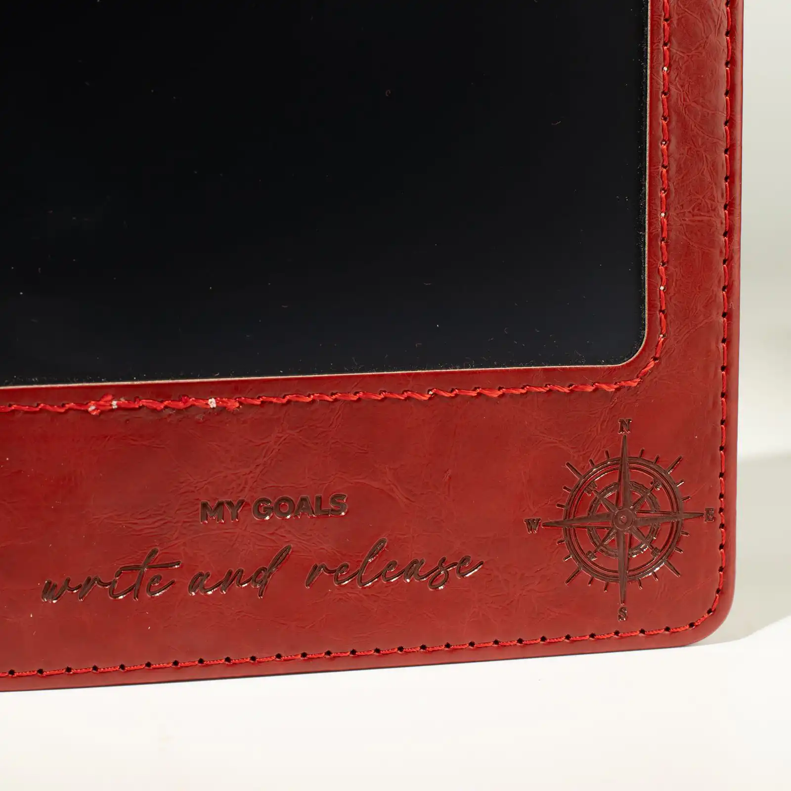 A5 Intention Note Book - LCD Wipe Screen - Red Leather Effect - 160 Pages