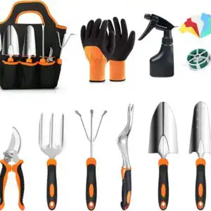 ABRFC 11-Piece Heavy Duty Aluminium Garden Tool Set in Orange (11