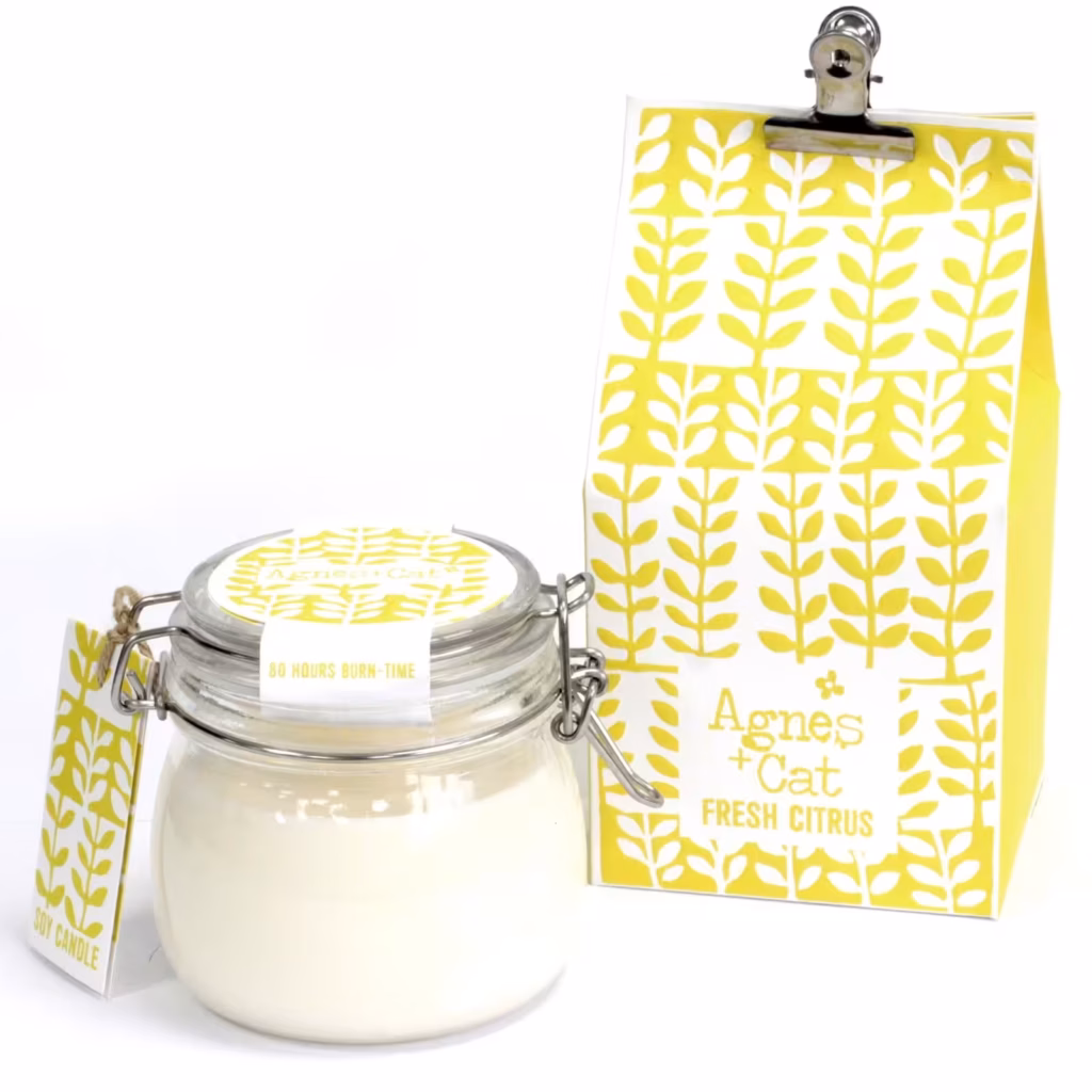 Agnes + Cat Kilner Jar Candle – Fresh Citrus | www.artisangoods.co.uk