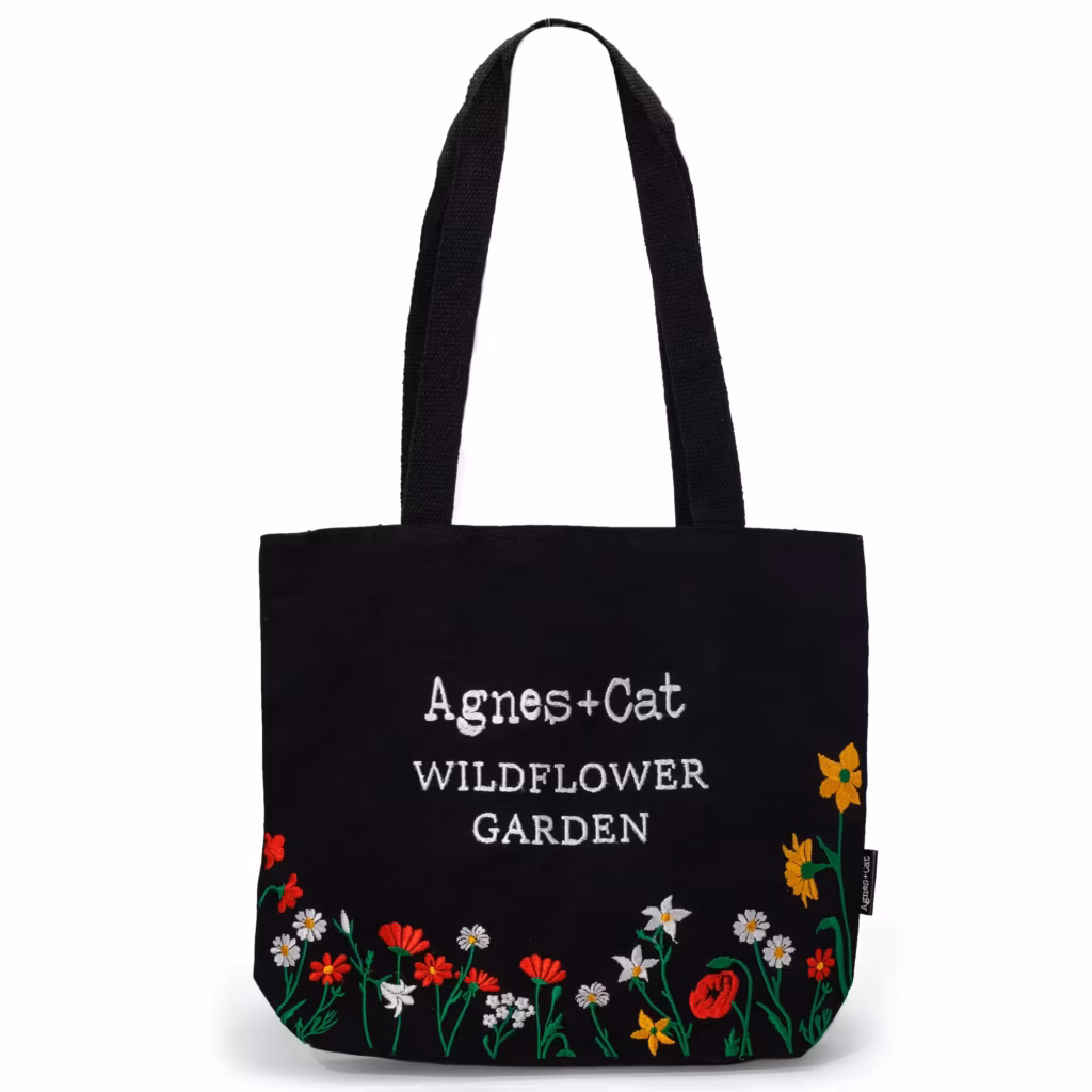 Agnes + Cat Wildflower Garden Tote Bag – Black | www.artisangoods.co.uk 3