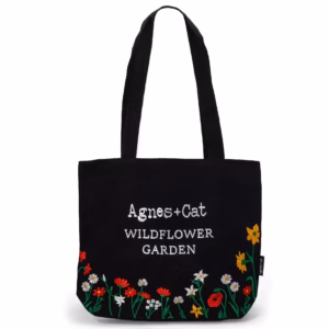 Agnes + Cat Wildflower Garden Tote Bag – Black | www.artisangoods.co.uk 3
