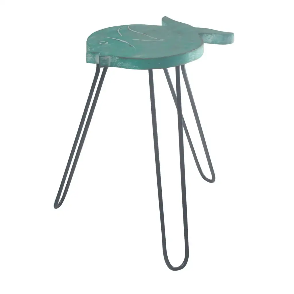 Albasia Wood Fish Stand – Turquoise | www.artisangoods.co.uk