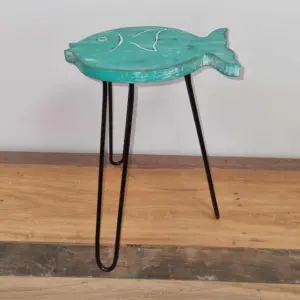 Albasia Wood Fish Stand – Turquoise | www.artisangoods.co.uk 3