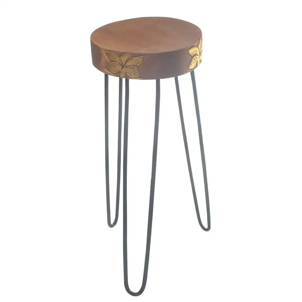 Albasia Wood Plant Stand – Natural & gold detail | www.artisangoods.co.uk