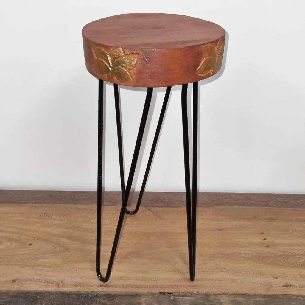 Albasia Wood Plant Stand – Terracotta & black detail | www.artisangoods.co.uk 3