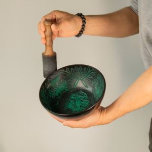 Aluminum Singing Bowl – Magic Mushroom – Green (20cm) | www.artisangoods.co.uk 2