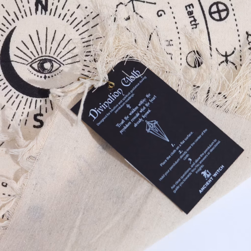 Ancient Witch Pendulum Divination Cloth – All Seeing Eye – Natural & Black | www.artisangoods.co.uk 2 Ancient Witch Pendulum Divination Cloth – All Seeing Eye – Natural & Black | www.artisangoods.co.uk 2